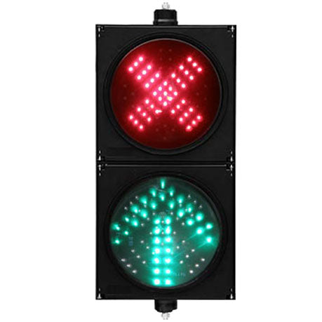 2 stycken LED Trafiksignal 200 Dubbel Röd X & Grön Pil